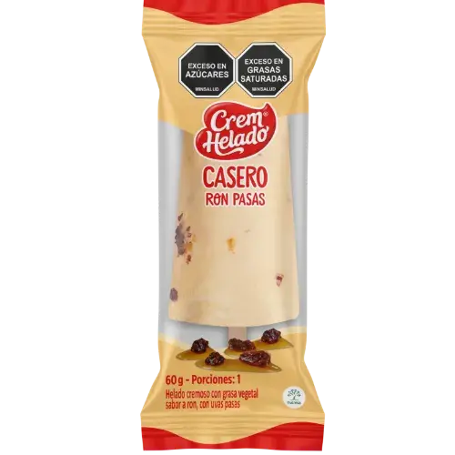 Crem Helado paleta casero ron con pasas