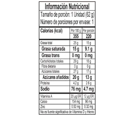 Tabla nutricional paleta jet