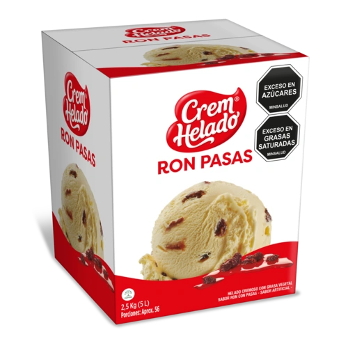 Cinco litros de helado con ron pasas