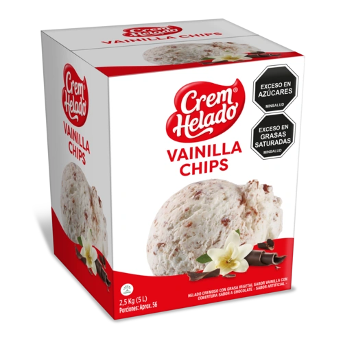 Cinco litros de helado vainilla chips