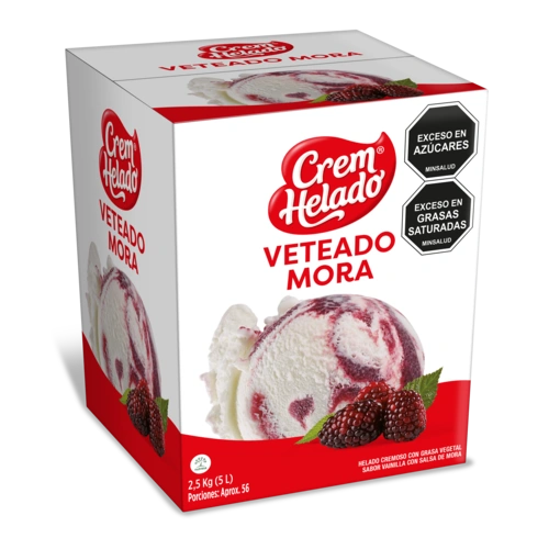 Cinco litros de helado veteado de mora