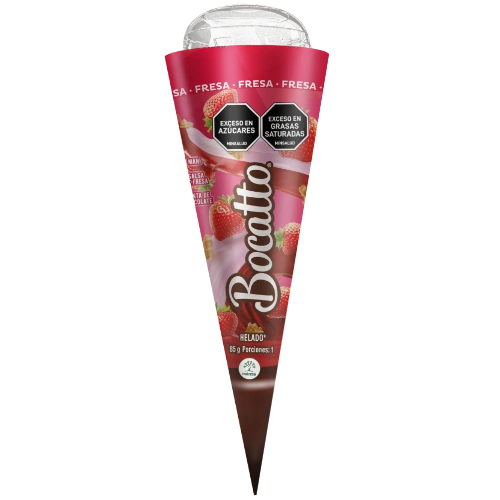 Cono Bocatto con fresas y sabor a vainilla
