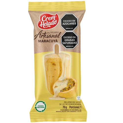 Helado artesanal Crem Helado sabor a maracuyá