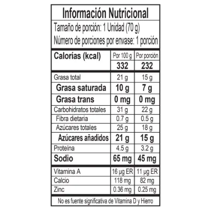 Tabla nutricional polet frutos del bosque