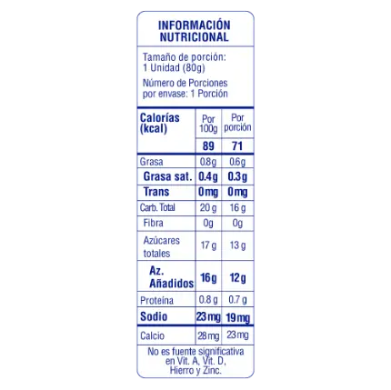Tabla nutricional paleta mix de aloha frutos rojos