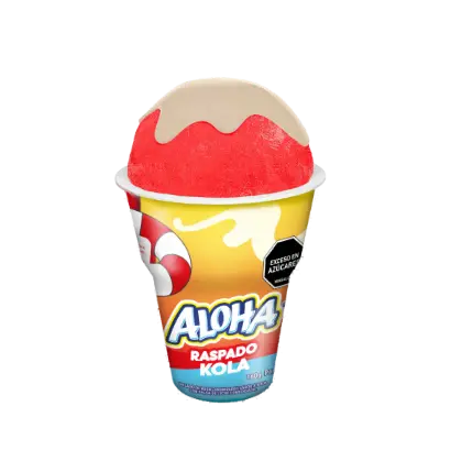 Raspado en vaso sabor a kola de aloha
