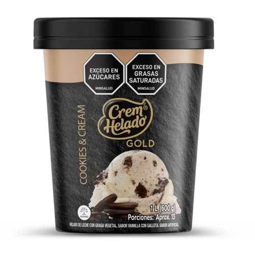 Litro de helado Gold cookies cream