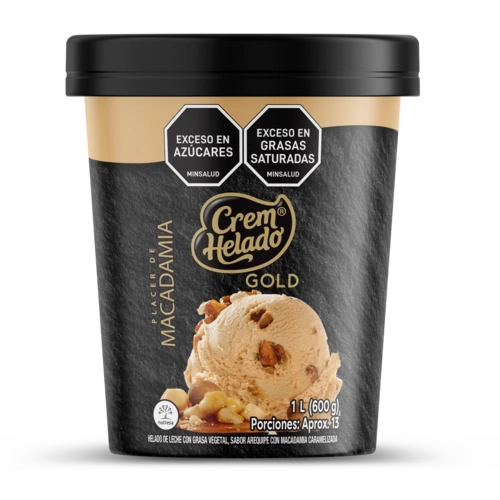 Litro de helado gold con sabor a macadamia