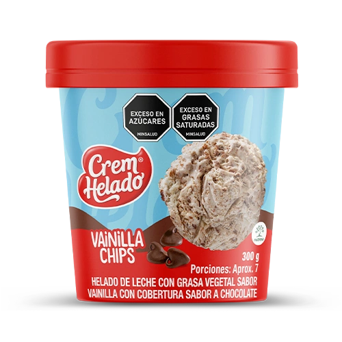 Medio litro de helado con sabor a vainilla chips