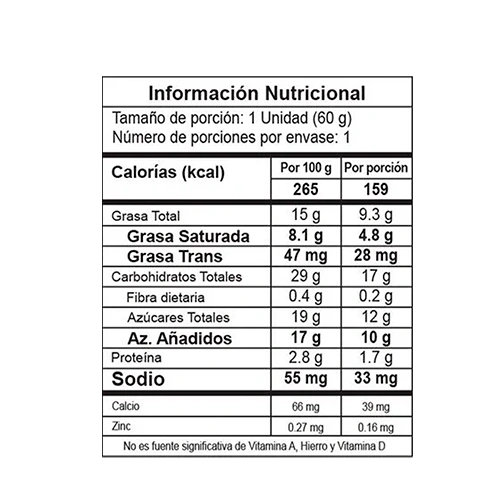 Tabla nutricional chococono mini